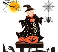 Generico ensorcelée illuminée, Décoration d'Halloween, Décor de Fantôme à Batterie, Topper à Thème Halloween en Bois pour Décorations pour Fête Natal