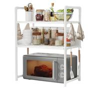 Generico Estante Para Microondas Con Ganchos - Organizador De 2 Niveles En PP/érable | Soporte Amplio Para Especias, Pan, Cocina, Mesa, Baño Y Despensa, Desmontable Y Fácil De Instalar