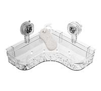 Generico Étagère de douche d'angle à ventouse, 28,4 x 3,1 x 14 cm, étagère de douche sans perçage avec grande capacité, organiseur mural robuste pour décoration d'intérieur et cuisine