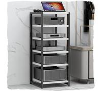 Generico Étagère en Bois Réglable de Médias de Plancher-Droit d'étagères pour Le Cabinet faisant le coin