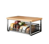 Generico Étagère organisateur pour plan de travail cuisine 37 x 26 cm - Étagère à micro-ondes à double couche avec panier amovible | Station de café pour tasse sachet thé épices maison bureau