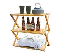 Genérico Étagère Pliable en Bois Support de Rangement pour d'extérieur Table de Camping pour Ordinateur Portable Multicouche d'intérieur Meuble à Chaussures