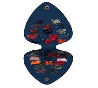 Genérico Étui pour médiators de guitare, support bas clip organisateur folk, sac portable boîte de rangement en cuir PU, bleu, Consulte la descripción, Voir description