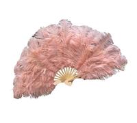 Generico Éventail de plumes d'autruche multicolore à 15 os, accessoire pour grandes performances et mariage (Shrimp Pink,1 PCS 70cmx40cm gauche)
