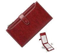 Generico Exchange monnaie en cuir Women's Money Exchange, propriétaire de cartes en cuir Retro PU Money Exchange | Travel Business Money Exchange avec une double fermeture à glissière pour le stockage