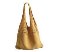 Generico Fairy Hobo Bag - Cotton Crochet Retro Beach Bag, Durable Casual Aesthetic Shoulder Tote | Bohème Summer Travel Handbag, jaune, Fare riferimento alla descrizione