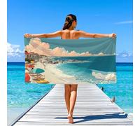 Generico Fantaisie Douces Accessoires Serviettes de Plage Doux Lignes Poulpe,lavables pour Adultes Femme Homme Drap de Plage 160 x 80,Bleu Blanc