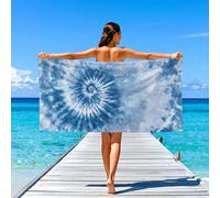 Generico Fantaisie Serviette de Bain Serviettes de Plage Lignes Symétrique Poulpe,lavables pour Adultes Femme Homme Drap de Plage 170 x 90,Bleu