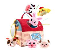 Generico Farm Playset - Farm Animal Playset | Toddler | Animal en peluche prétendre ensemble de | Barn House Carrier Set de jouets avec miroir pour paniers de Pâques Birthday Christmas