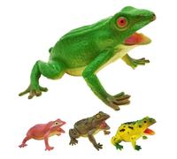 Generico Fausses grenouilles - 4 figurines d'animaux réalistes - avec petites grenouilles douces et sonores, pour et filles à partir de 3 ans, projets scientifiques éducatifs, décoration de