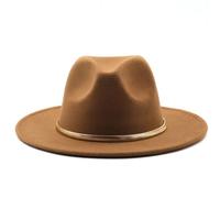 Genérico Fedora Sombreros Con CinturóN ExtraíBle, Ancho Borde De Lana Fieltro Sombrero De Panamá, Gorra De Jazz Elegante Para Hombres Y Mujeres Unisex (Camel)