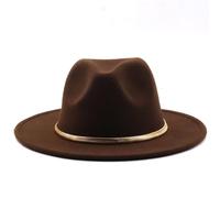 Genérico Fedora Sombreros Con CinturóN ExtraíBle, Ancho Borde De Lana Fieltro Sombrero De Panamá, Gorra De Jazz Elegante Para Hombres Y Mujeres Unisex (Brown)