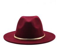Genérico Fedora Sombreros Con CinturóN ExtraíBle, Ancho Borde De Lana Fieltro Sombrero De Panamá, Gorra De Jazz Elegante Para Hombres Y Mujeres Unisex (Wine Red)
