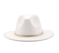 Genérico Fedora Sombreros Con CinturóN ExtraíBle, Ancho Borde De Lana Fieltro Sombrero De Panamá, Gorra De Jazz Elegante Para Hombres Y Mujeres Unisex (Pure White)
