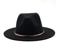 Genérico Fedora Sombreros Con CinturóN ExtraíBle, Ancho Borde De Lana Fieltro Sombrero De Panamá, Gorra De Jazz Elegante Para Hombres Y Mujeres Unisex (Black)
