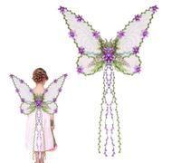 Generico Fée Fées, Papillon Cosplay avec Fleurs et Feuilles 3D, Accessoires pour Costumes Femmes et Carnaval Halloween Photo Cosplay, aubergine, L