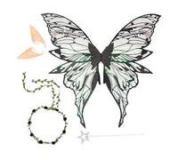 Generico Fée Pour Filles | Papillon Et Ange Avec Guirlande Fleur Et Oreilles, Costume De Fête Cosplay Princesse Anniversaire Mariage Scène