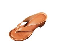 Generico Femmes Sandales D'été Bout Ouvert Vintage Chaussures Respirant Élégant Antidérapant Tongs Sandales à Talons Plage Support Arc Sandale De Mer Doux Lire Mode Sandales De Marche, marron, 37 EU