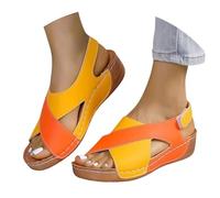 Generico Femmes Sandales D'été Confortables Élégantes Sandales De Marche Antidérapant Orthopédique Léger Sandales Compensées Souple En Plein Air Sandales De Sport Respirant Plage Chaussures De