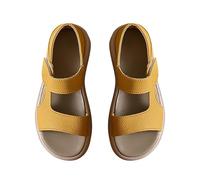 Generico Femmes Sandales D'été Respirant Bout Ouvert Sandales Compensées Confortables Élégant Vintage Chaussures D'été Léger Plage Sandales De Marche Stand Arc Mode Doux Sandale De Mer, jaune, 39 EU