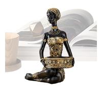 Genérico Figurine africaine - Résine 19 x 16 cm | Plateau Figurines Femme Noire Africaine | Organisateur Résine Table | Sculptures Art Africain pour Décoration Maison, Stockage de Bijoux et Exposition