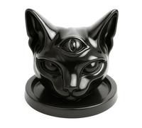 Genérico Figurine chat noir mystique avec troisième œil - Décoration spirituelle et mystique - Sculpture gothique pour autel et maison - CREART NIMO