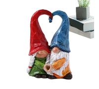 Generico Figurine de couple de gnomes, statue de gnomes de jardin | Statue de gnomes paire avec chapeau coeur en résine d'amour,Ornement de figurines naines faites à la main pour le jardin de patio
