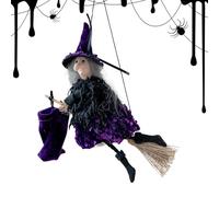 Genérico Figurine décorative de sorcière d'Halloween | Décoration de sorcière volant sur balai, peluches fournitures, fête, décoration extérieure, intérieur, maison, jardin, bureau, festival
