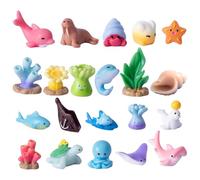 Genérico Figurines d'animaux marins - Jeu de vingt et un figurines de vie marine - Figurines réalistes en résine colorée vie marine en vrac interactives pour souvenirs de fête jeu dans la salle de