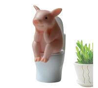Genérico Figurines d'animaux - Statue de cochon accroupi dans les toilettes, décoration de dessins animés pour entrée de bureau, bureau à domicile | Idée amusante