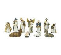 Genérico Figurines de crèche de Noël d'intérieur 11 pièces | Figurines religieuses de la naissance de Jésus en résine, décoration de Noël pour maisons chrétiennes église table cheminée saison Noël