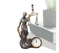 Generico Figurines de la justice | Figurine de table en résine avec horloge intégrée, sculpture pour studio juridique, pour chambre à coucher, bureau, entrée bibliothèque maison et environnement de