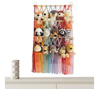 Generico Filet de rangement en peluche - Filet à jouets à trois niveaux avec pompons - décor esthétique pour chambre fille coin maison penderie