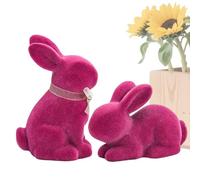 Generico Flocked Rabbit Figurine Set - 2 pièces Velvet Moss Bunny Decor, Resin Spring Animal Ornaments, Easter Tabletop Centerpiece for Tiered Tray & Mantel | Green Soft-Touch Decor