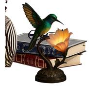 Generico Flower Table Lamp - 7,87 pouces Hummingbird Light | Vintage LED Desk Decor Resin Battery Powered Ambient Glow | Bedside Nightstand Bedroom Study Office Cafe Gift