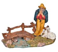 Generico Flûtiste avec mouton sur base série 10 cm en PVC