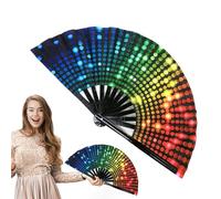 Genérico Folding Fan - Rainbow Hand Fan | Rainbow Folding Hand Fâns | Rainbôw Hands Held Foldîng Fan Fan | Chinese and Japanese Handheld Fan Dancing Fans | Fold Hands Fans for Party Favors