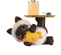 Genérico Fontaine à bonbons pour chats - Statuette de chat avec plateau de rangement | Bol en résine décorative - Pour bonbons, salon, chambre, étagère