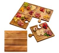 Generico Food Serving Tray - Grand plateau en bois | Affichage Puzzle Serveware With Handles For Meat Fruit Cheese Snack Cake Home Kitchen Living Room Housewarming Party