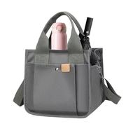 Generico Fourre-tout en toile - Sac à provisions avec poignée, fourre-tout multi-usage pour femmes, filles, shopping, lieu de travail, école, extérieur, voyage, pique-nique et navette, Gris