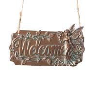 Generico Front Door Welcome Sign - 6 Inches Hangable Resin Fairy Rustic Ornement, Garden Decor | for Entryway Party Patio Yard Garden Outdoor Home