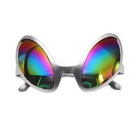 Generico Funny Alien Glasses Rainbow Color Lens Sunglasses | Halloween Party Props Supplies Accessoires, Outer Space Eyewear Costume Cosplay Novelty Silver Frame Futuristic Gift Set