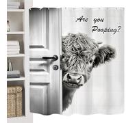 Genérico Funny Highland Cow Get Naked Shower Drape | Funny Rustic Bathroom Decor | Drape de salle de bain imperméable avec crochets | Pour salle de bain ou salle de bain