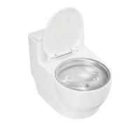 Genérico Gamelle pour chat - Nouveauté Assiette en forme de toilette, design surélevé anti-déversement, acier inoxydable antidérapant, pour petits chiens, chiot, maison, intérieur, salle de bain