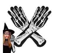 Genérico Gants squelette légers unisexes à bras longs, paire de mitaines avec doigts complets, costume os pour homme, danse, randonnée, fête, plein air, camping, intérieur