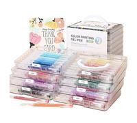 Genérico Gelstifte | Schulbedarf Marker, Buntstifte Mit Farbcolor Und Aufbewahrungsbox Großes Fassungsvermögen Flüssiges Schreiben Kinder Zeichnen Kritzeln Journaling Kunst Mädchen Frauen Männer