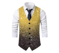 Genérico Gilet à paillettes pour fête sur le thème du carnaval Gilet brillant Costume de fête pour hommes et femmes Ensemble du réveillon du Nouvel An, or, L