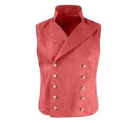 Genérico Gilet de costume avec col en V style jean occidental coupe slim gilets en cuir synthétique gilet de costume double boutonnage gilets gothiques vintage steampunk mariage fête