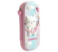 Generico Girls Pencil Case-3D Astronaut Cat Large Capacity 3 Layer Pen Pouch, Cute Animal Hard Shell Stationery Organizer for Kids & Students, Resistant Marker & Roler Bag for School, Rose