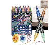 Generico Glitter Paint Pens - Soft tip Drawing Glitter Pen Watercolor Pen | Paint Pens For Coloring Painting | Double Tip Water-Based Ink Set For Home School DIY Crafts Art Supplies Greeting